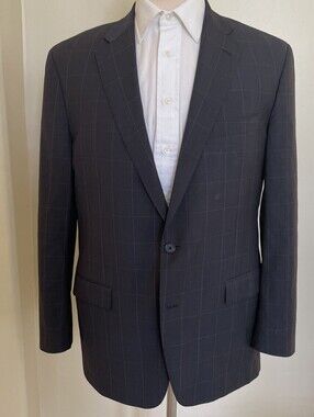 Samuelsohn Made In Canada Windowpane Sport Jacket Purple 44L